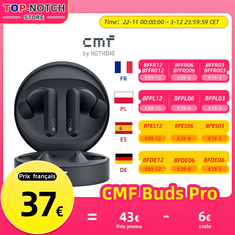 Nothing CMF Buds Pro Wireless Bluetooth earphone with 42 dB ANC Active Noise Cancellation with Transparency Mode  IP54