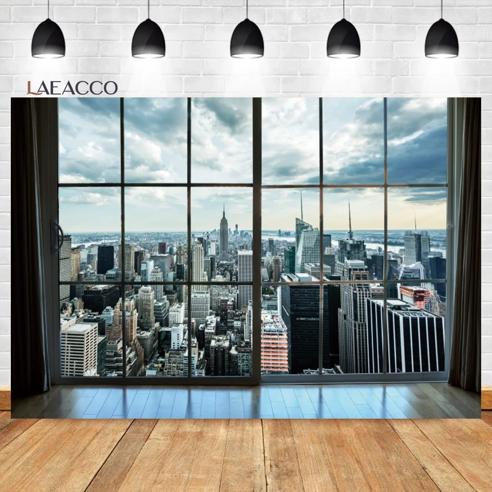 Laeacco Modern City Buildings French Window Technology Video Stage Photography Background Photo Backdrop For Photo Studio Props