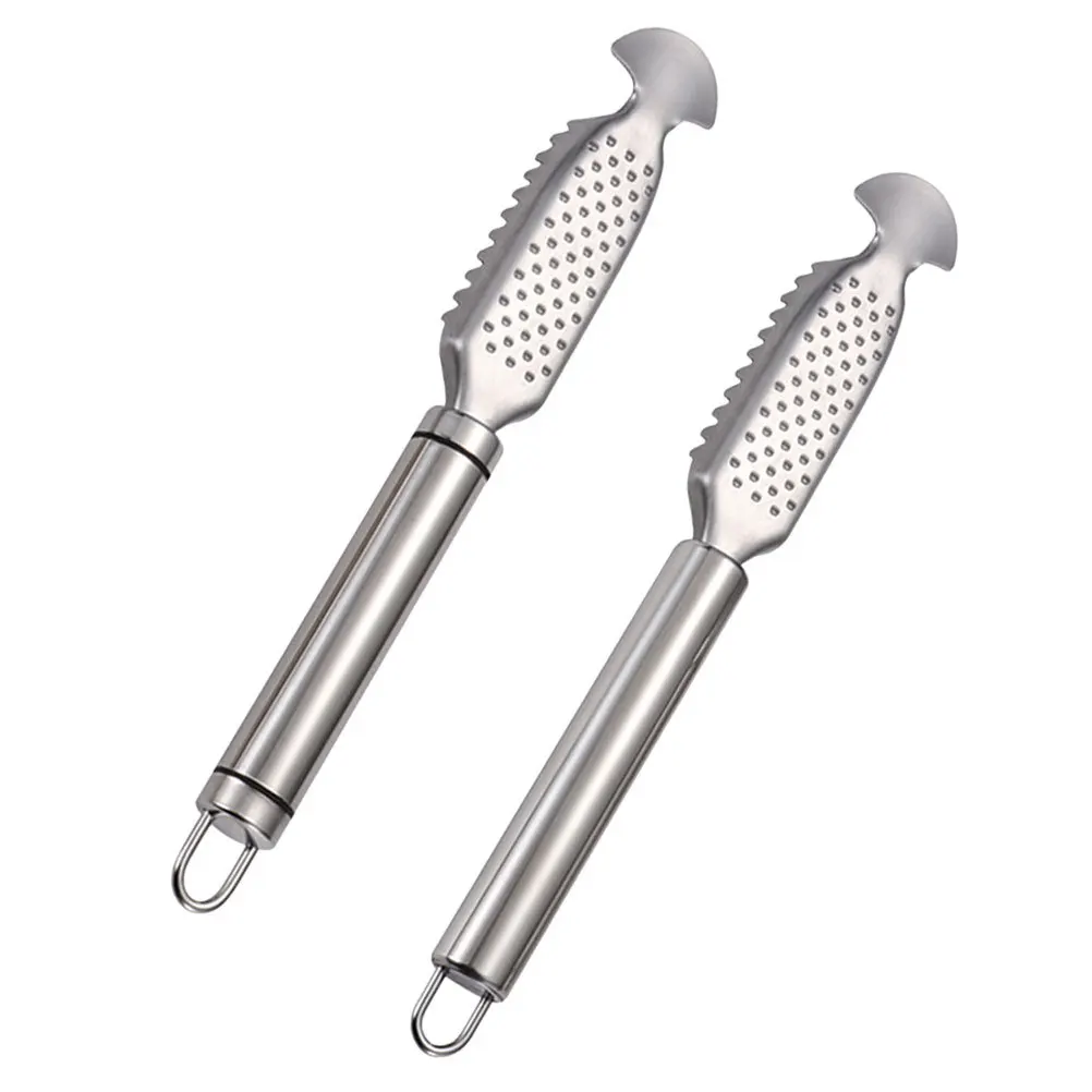 

2pcs Stainless Steel Scaler Reusable Heavy Duty Kitchen Tool For Fast Scale Removal Rust Resistant Metal Fish Descaler
