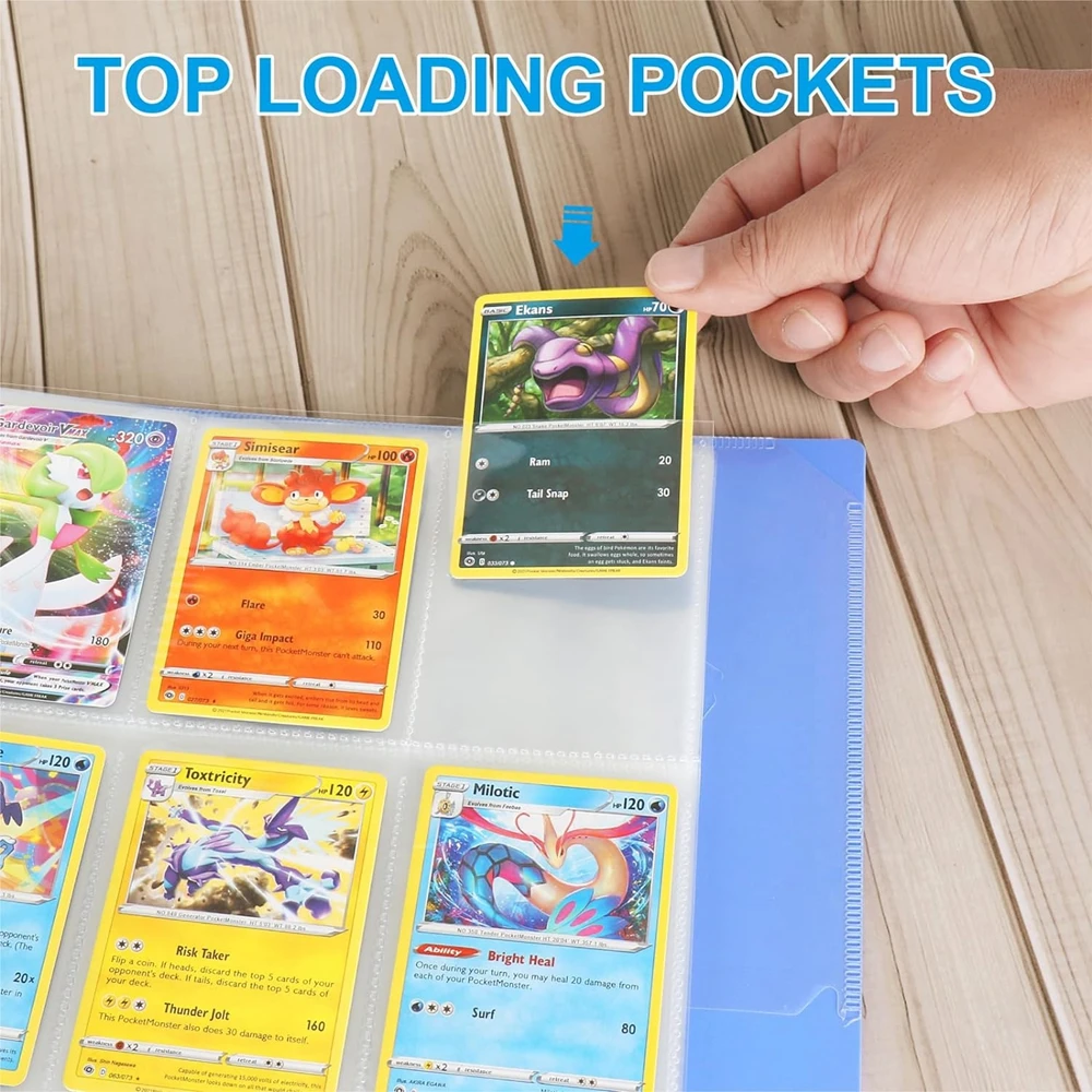 50 Pages 450 Pockets Single Side Trading Card Album Holder Sleeves 9 Pocket Clear Plastic Game Protectors Pokemon Baseball Cards view 5