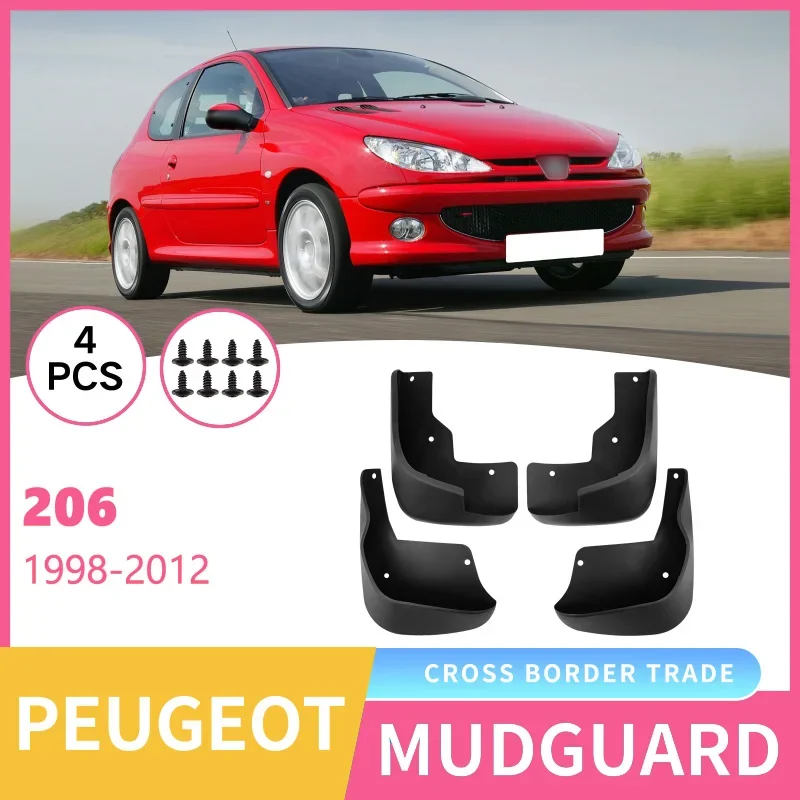 For Peugeot 206 1998-2012 automotive mudguard modification, dedicated to front and rear wheel baffles with no drilling required