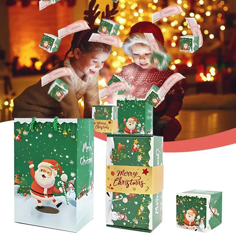 Folding Pop Out Box Money Jewelry Bouncing Green Envelope Christmas Boxes Party Favor Paper Box Creative Christmas Party