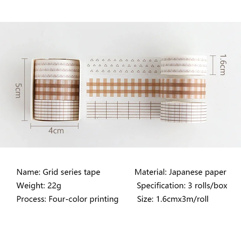 Chihiro Time Hand Account Washi Tape Set Kawaii Base Solid Color Lattice Border Sticker Masking Tape DIY Diary Album Planners