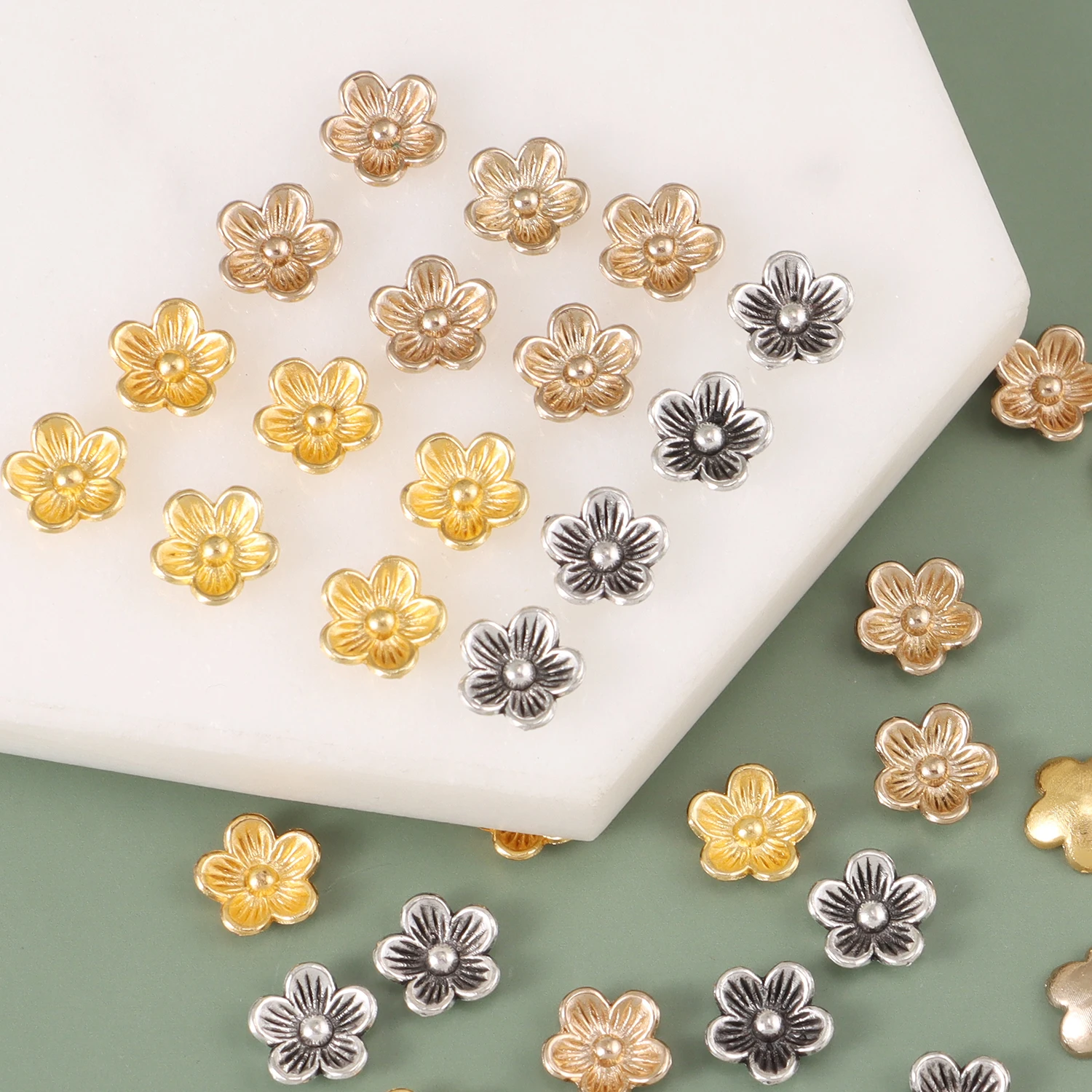 9mm 40pcs ZInc Alloy Little Flowers Vintage Fashion  KC Golden Silver New In DIY Use for Handmade Jewelry Making