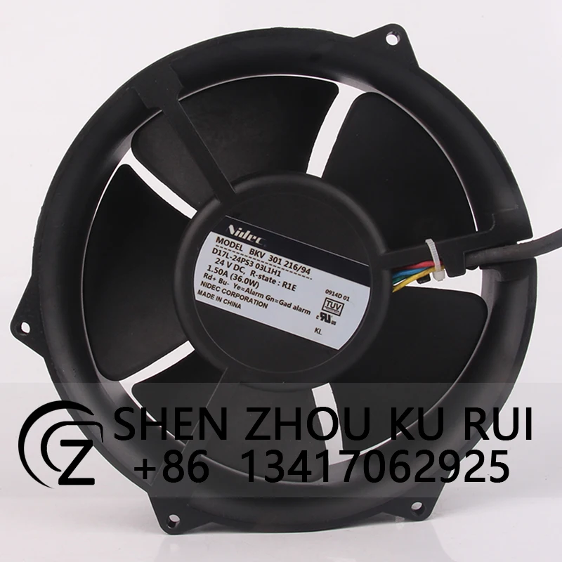 D17L-24PS3 03L1H1 Case Fan for Nidec DC24V 1.50A 172X172X50mm 17CM 17251 Dual Ball Bearing Industrial BKV 301 216/94 Cooling Fan