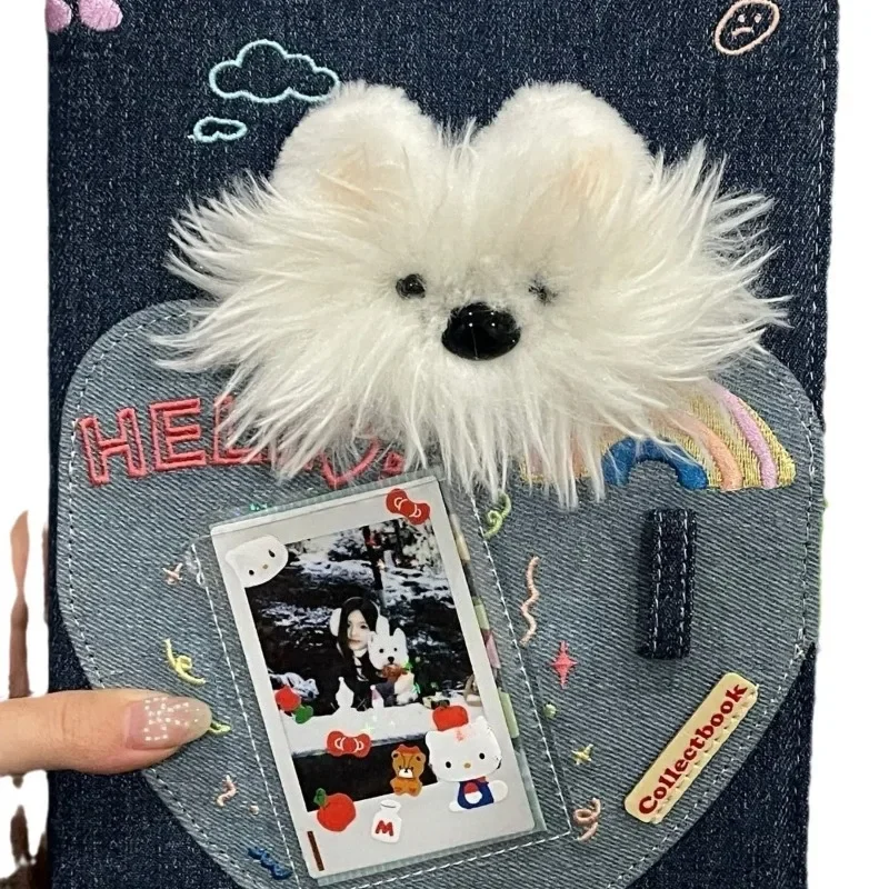 Fluffy Puppy Cowboy A5 4 Pocket Refillable Photo Album for Polaroid Cards DIY Scrapbook 10 Sheets 80 Card Slots