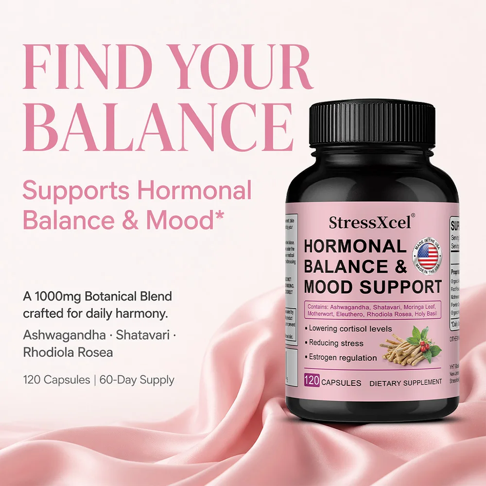 Women’s Hormone Balance Capsules with Ashwagandha, Moringa Leaf, Relieve Mood Swings & Fatigue, Support Digestion & Metabolism