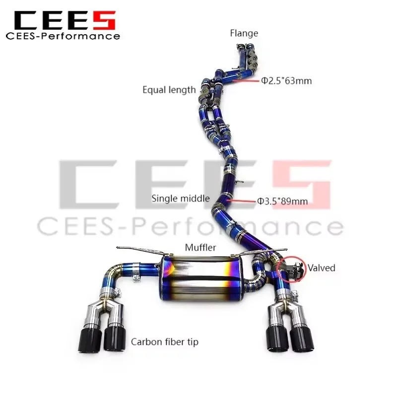 

cees Catback Exhaust Pipe For BMW M2C/M2 Competition F87 3.0T 2018-2023 Equal length Mid Pipe Valvetronic Muffler Titanium/ss304