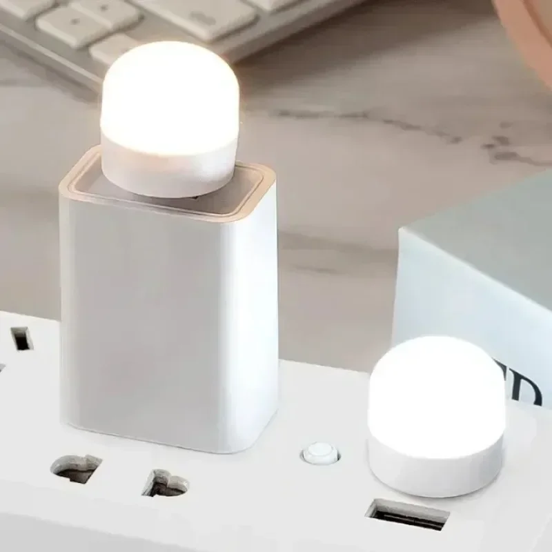 50-1PCS USB Night Light Mini LED Night Light USB Plug Lamp Power Bank ricarica USB Book Lights lampada da lettura rotonda per la protezione degli occhi