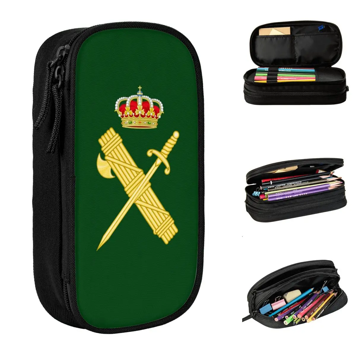 Spanish Guard Civil Logo Pencil Cases Creative Spain Pen Holder Bag Student Big Capacity School Supplies Cosmetic Pencil Pouch