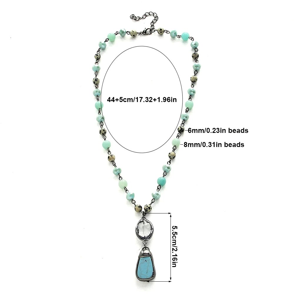 Fashion Jewelry Natural Stone & Glass Crystal Chain Stone Pendant Choker Necklaces For Women Ethnic Necklace