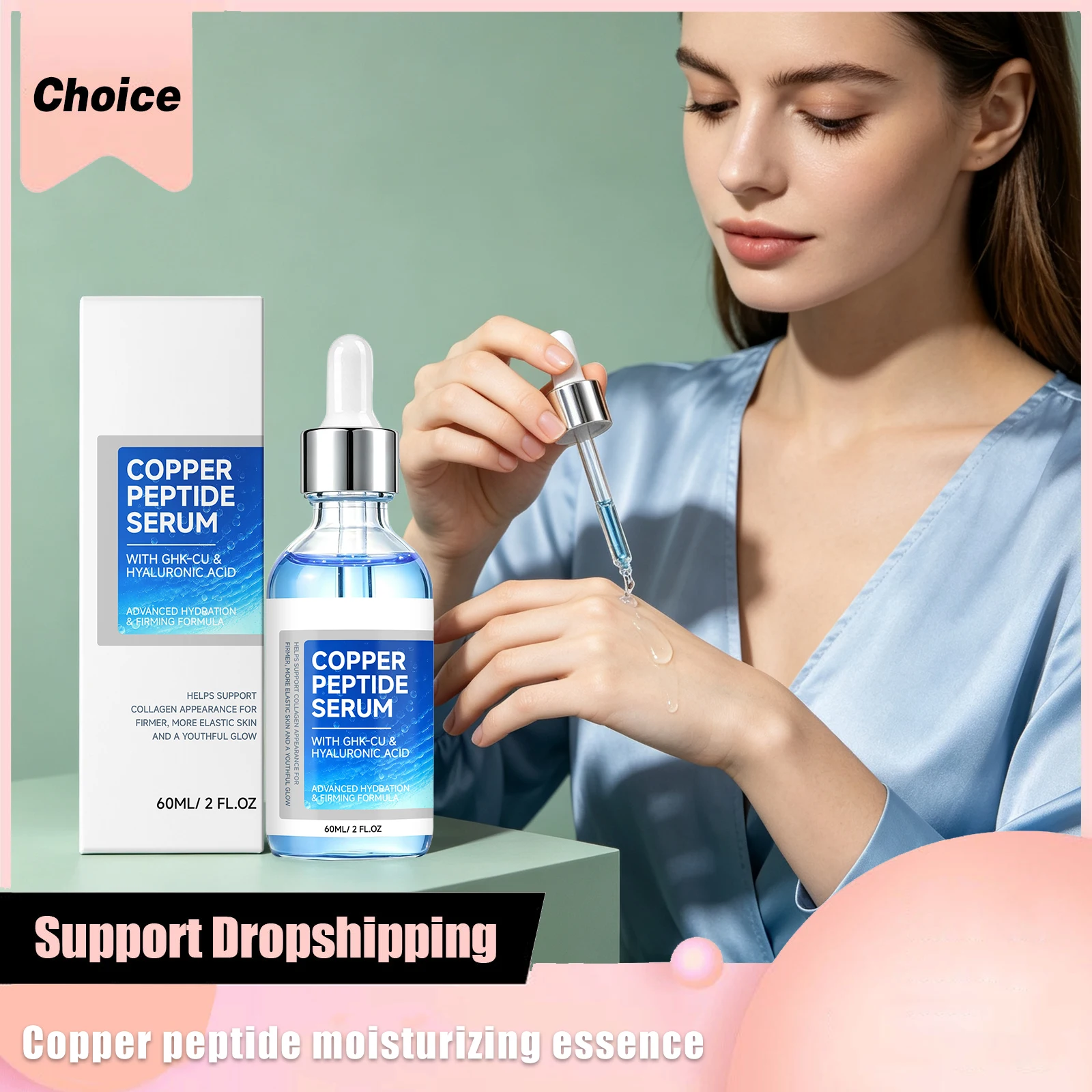 Ghk-Cu Copper Peptide Serum Anti Wrinkles Reduce Fine Lines Tighten Skin Barrier Improve Skin Elasticity Hydrating Face Essence