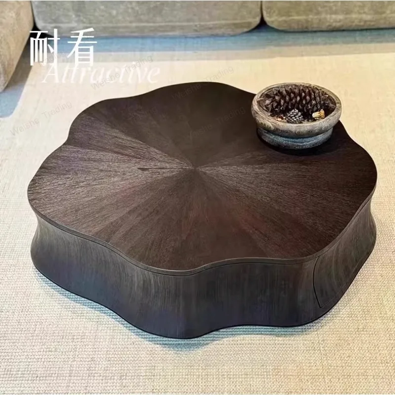 

Small apartment modern simple Italian minimalist special-shaped petals solid wood water lily living room home designer