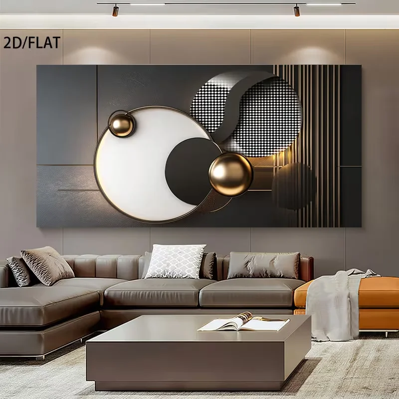 (1PC Unframe)2D Flat, 2D Flat, 1Ps Frameless Poster Print, a Frameless Canvas Wall Art Featuring Abstract Design with Circular E