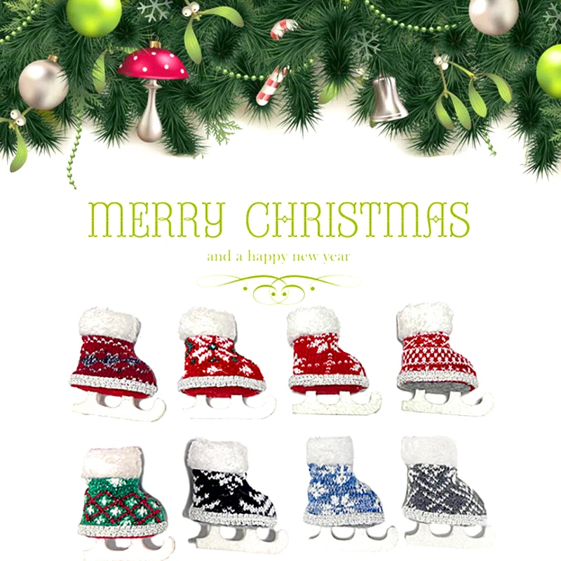 Christmas Hanging Ornaments Knitted Ice Skates Shoes Pendant Christmas Tree Hanging Ornaments Christmas Decoration For Home