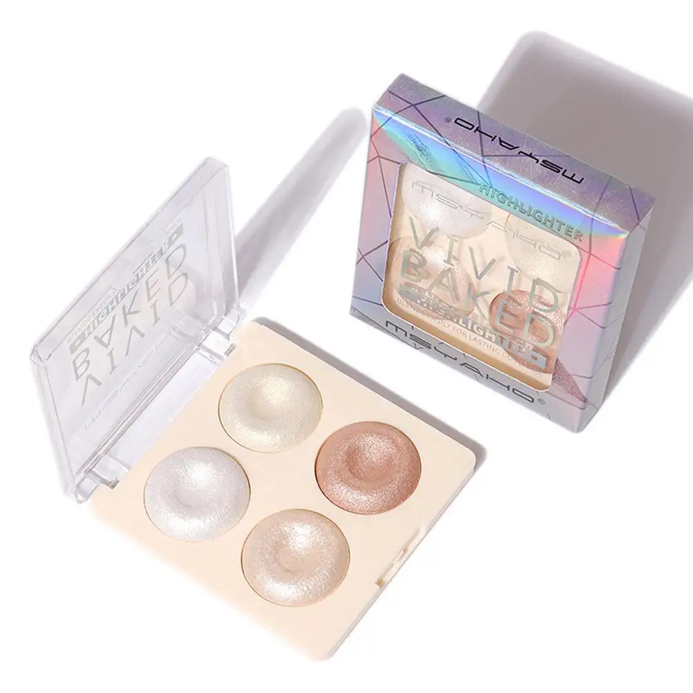 4色のキラキラパウダー,化粧品,きらめく,耐久性のある,偏光,顔を明るくする,イルミネーターメイク