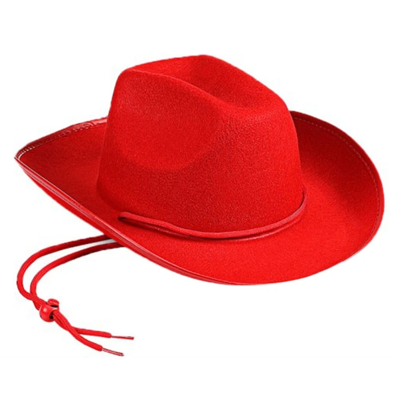 Vintage Fedora Hat Women Men Felt Ladies Cowboy Hats Party Solid Color Western Style Top Bonnet Men\'s Cosplay Hat