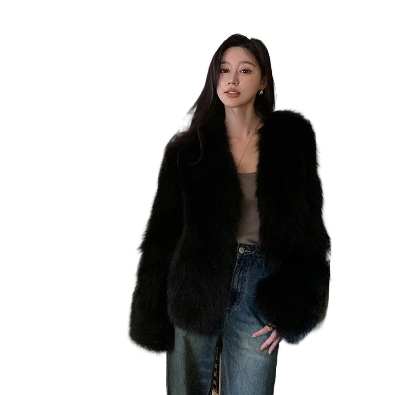 Temperamento comodo, bello e alla moda, cappotto di pelliccia di volpe caldo e delicato, nuovo cappotto corto invernale da donna