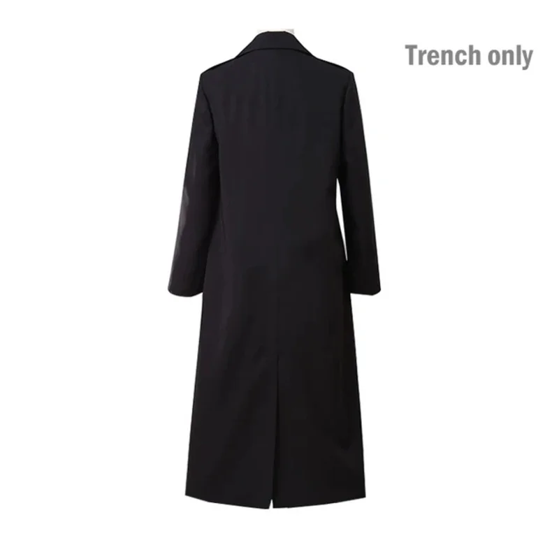 

CyAnime для мужчин и женщин, черный плащ, рубашка с галстуком, брюки, костюм Makima, карнавальный костюм, парик Makima, длинная светло-красная униформа с косой