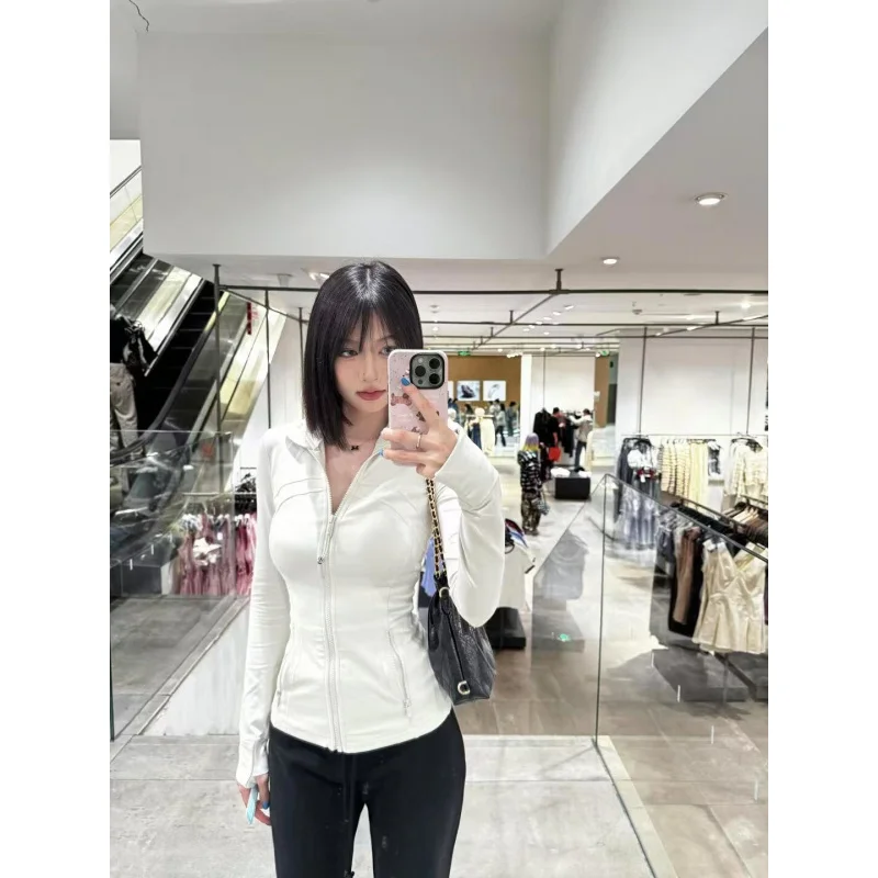 

Yoga Clothes Women Define Jacket With Logo Wear Long Sleeve Full Zipper Sports Gym Workout Clothing Slim Fit Dupes Athletic