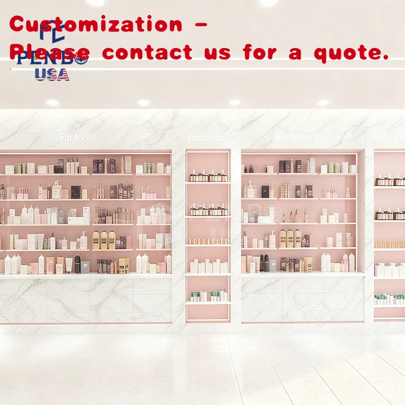 custom.Customizable Pink Cosmetic Cabinet Cosmetic Display Showcase High-End Fixture Design A Professional Beauty Supply Sho