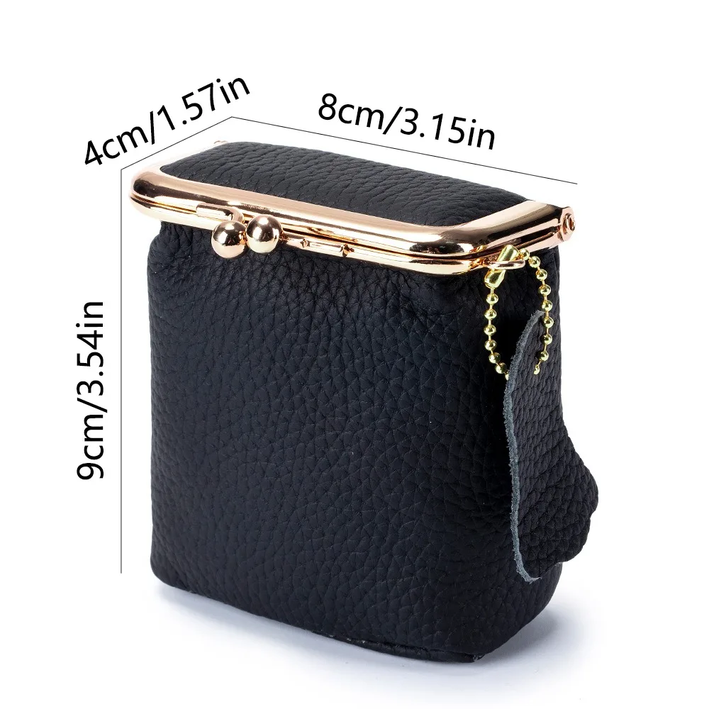 حامل بطاقة الحبوب الكاملة جلد البقر محفظة نسائية للعملات المعدنية حقيبة يد قبلة المشبك قفل ليتشي نمط محفظة حقيبة صغيرة خمر مخلب حقيبة أحمر الشفاه