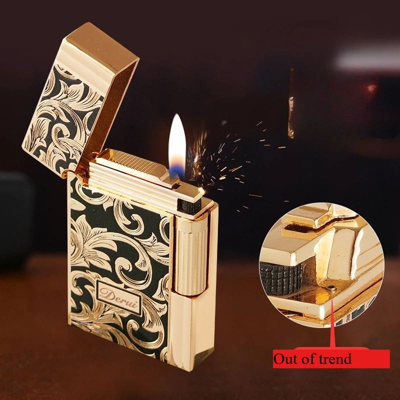 Trendy toy grinding wheel open flame lighter high-value Tangcao lighter open flame cigarette lighter retro fashion gift