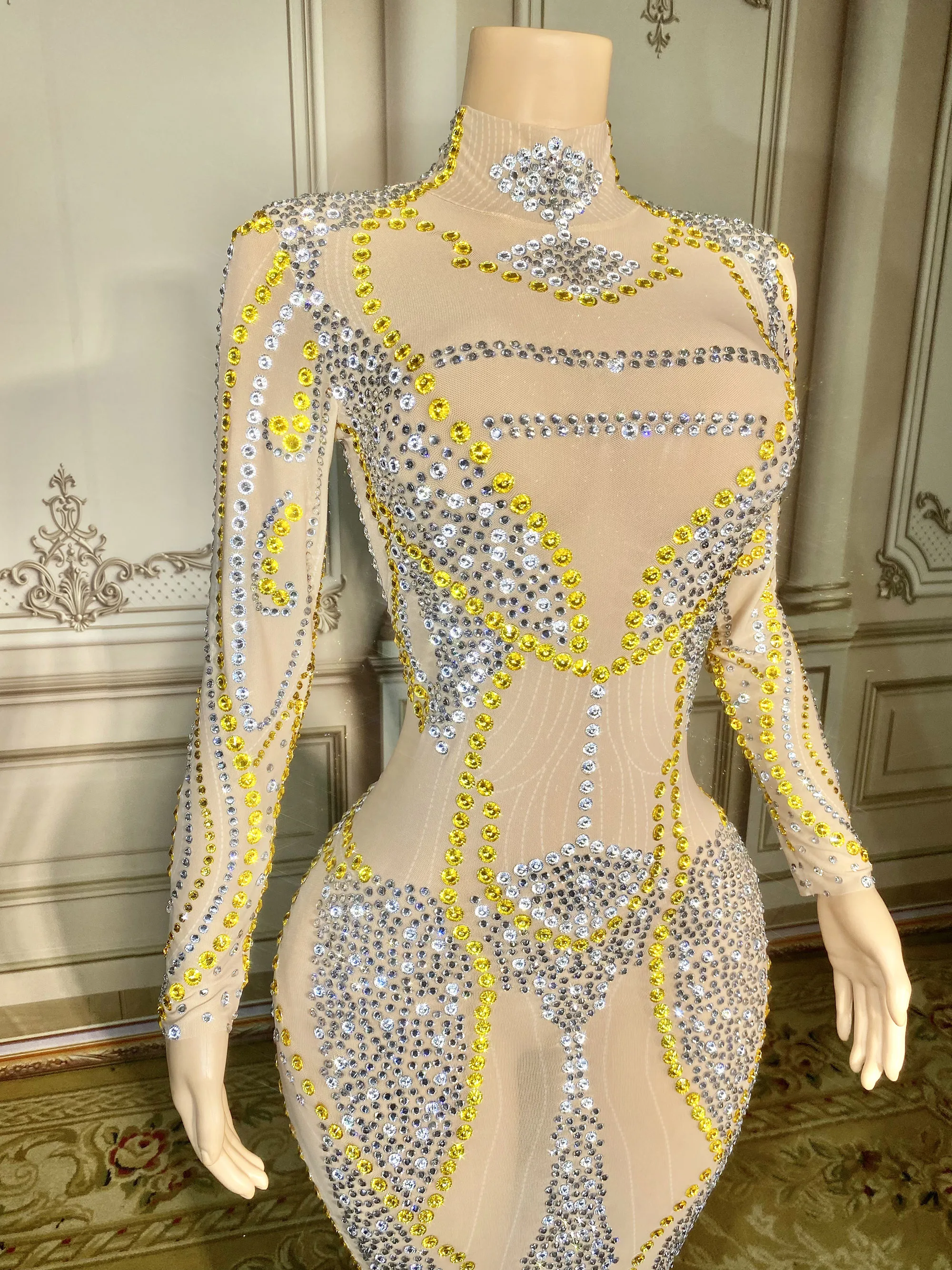 

Crystal Women's Plus Size Bulk Wholesale Clothing Hot Items for Sell Online Bodysuit Mujer Crystal Dress Women Rhinestone