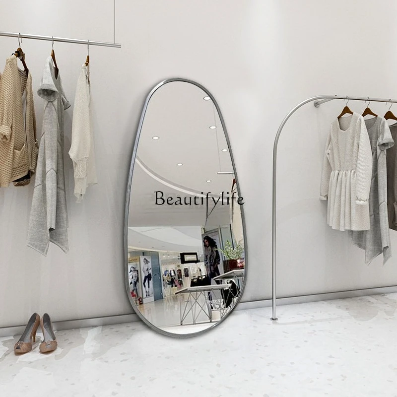 Wall-mounted full-body special-shaped floor-to-ceiling wall-mounted mirror Nordic goose egg fitting mirror