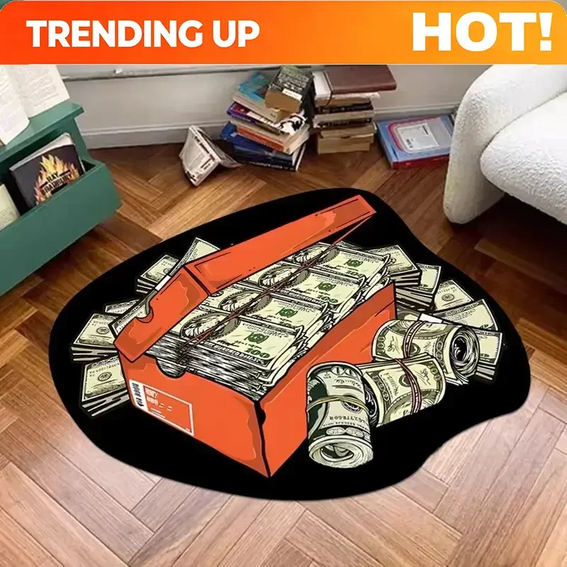 Money Box Pattern Floor Mat, Creative Design Soft and comfortable Durable Floor Carpet, Decorative Area Rug for Home Living Room