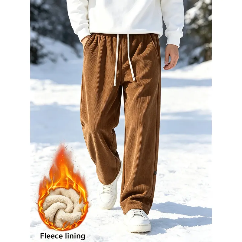Autumn And Winter Men's Thickened Casual Cold Weather Pants Thermal Padded Man Sports Clothes Male Clothing Sweatpants Trousers