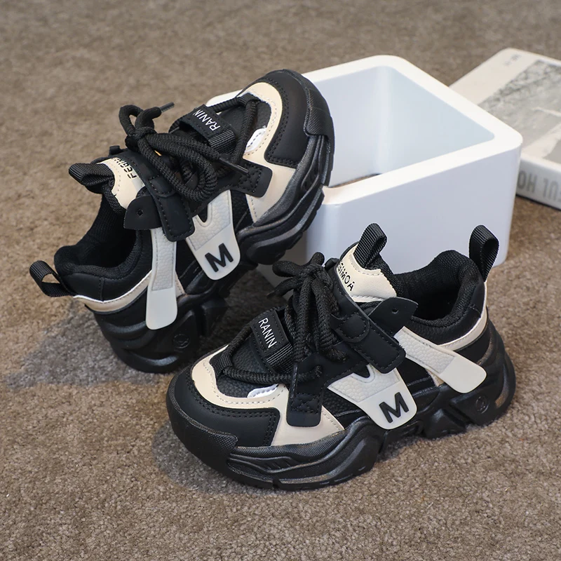 

Soft Leather Autumn Children's Basketball Shoes, Boys' Casual Sports Shoes, Breathing Tennis Shoes, Patchwork Colors, 2025