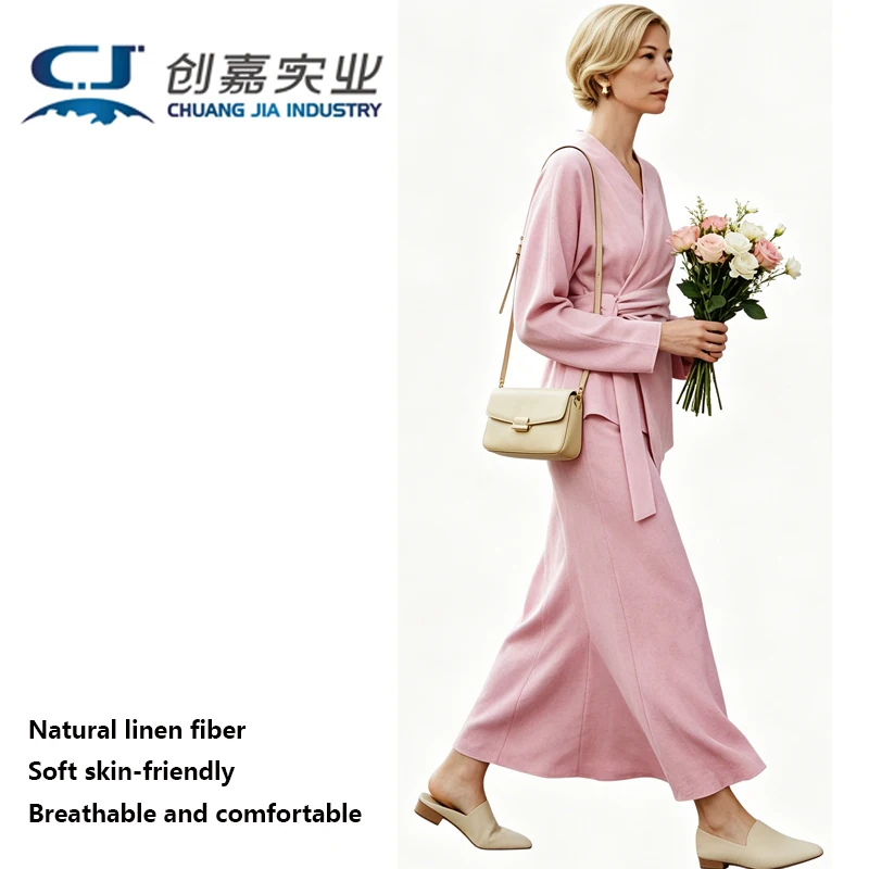 

High-end Linen Ladies Set Navy Blue Lace-up Top and Half Skirt 2 Pieces of Elegant Business Casual Light Luxury Women's Wear