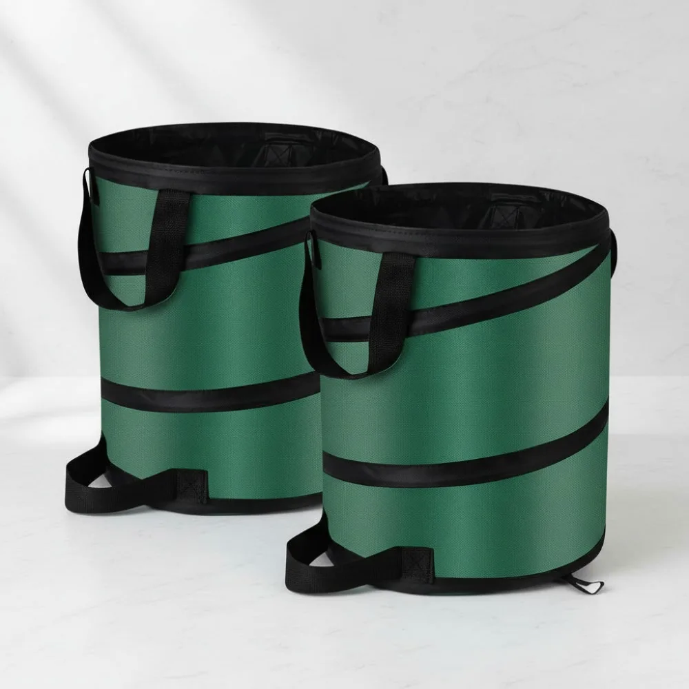 

Collapsible Pop Up Trash Can, 14x16 Inch Waterproof Outdoor Recycling Bin, Reusable Yard Waste Bag (2 Pack)