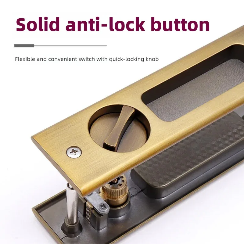 Invisible Sliding Door Lock - Heavy Duty Hook Lock with Handle for Kitchen, Bathroom & Wooden Tandem Doors