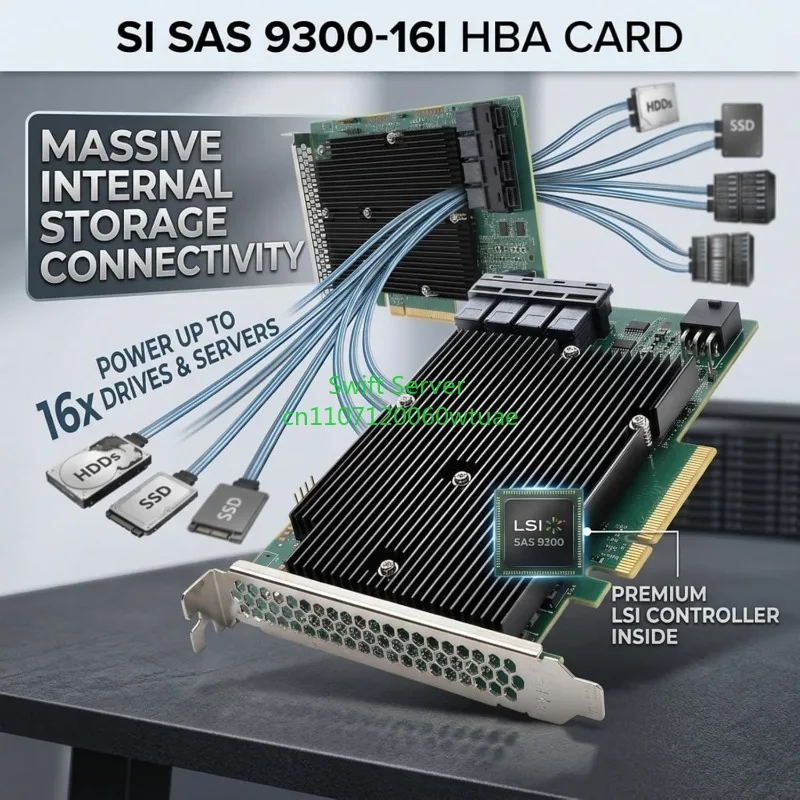 Kontroler LSI 9300 16i SATA SAS HBA w trybie IT, 12Gb PCIe X8 12Gb/s, karta rozszerzeń LSI do TrueNAS ZFS — zdjęcie produktu 4
