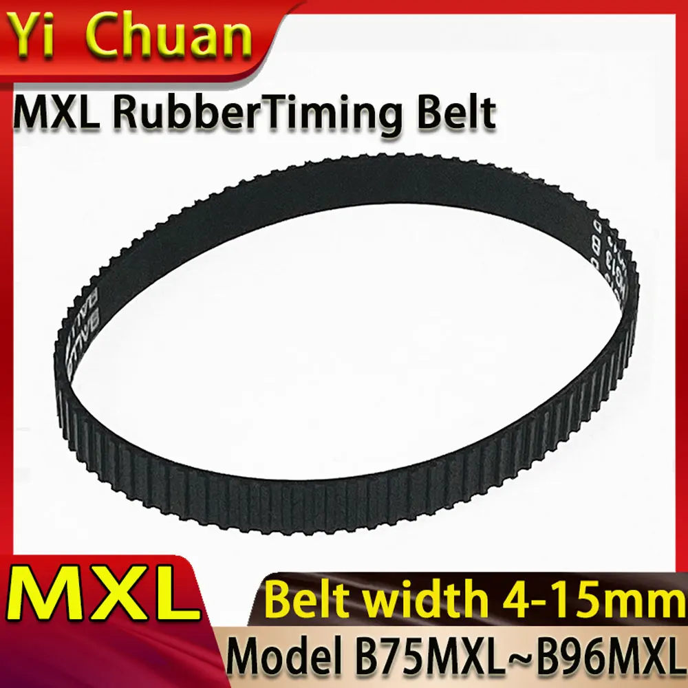 MXL Black Rubber Timing Trapezoidal Toothed Synchronous Belt MXL Type B75MXL~B96MXL Width 3/4/6/10/12/15mm Timing Belt