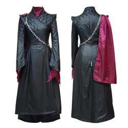 Movie House Dragon Daenerys Cosplay Costume Black Dresse Full Set Lady Suit Outfits for Women Halloween Party Roleplay