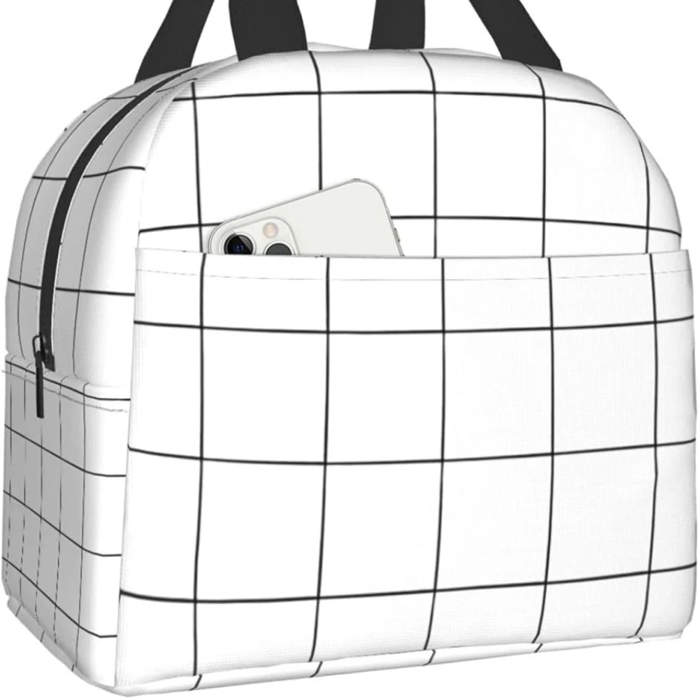 

Checkered Lunch Bag, Reusable Snack Bag Food Container For Boys Girls Men Women School Work Travel Picnic