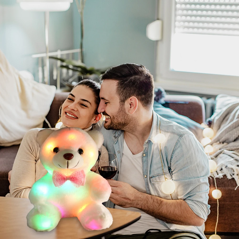 Giocattolo di orso illuminato a LED Orso di peluche creativo a forma di orso di peluche Orso di peluche morbido a batteria per il compleanno della festa della mamma