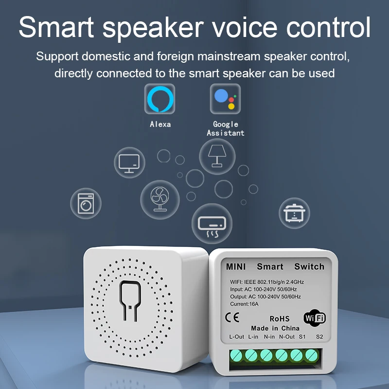 

16A WiFi Smart Switch Relay Module, eWeLink App, Alexa Google Voice Control, Timer Countdown, Remote Control DIY Smart Home