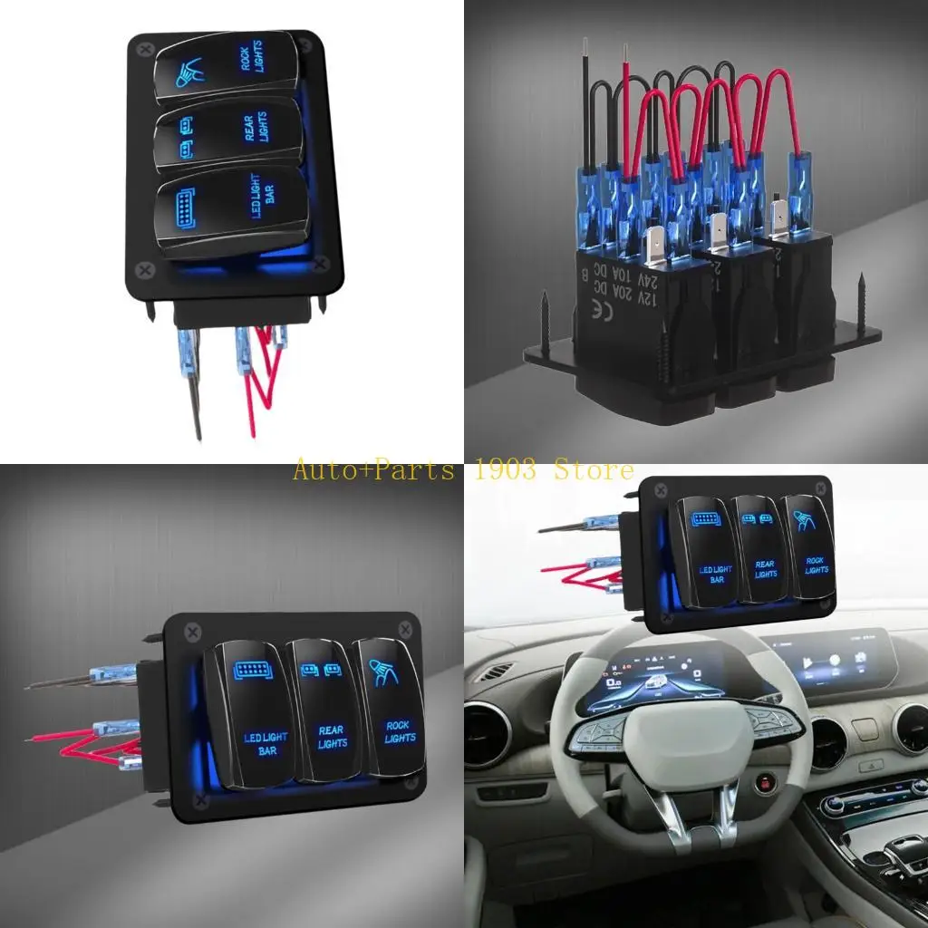 

E21C Blue Led Light Toberle Sweamples Водонепроницаемые 3 бандитские алюминиевые переключатели панели 24 В 24 В 24 В свет на