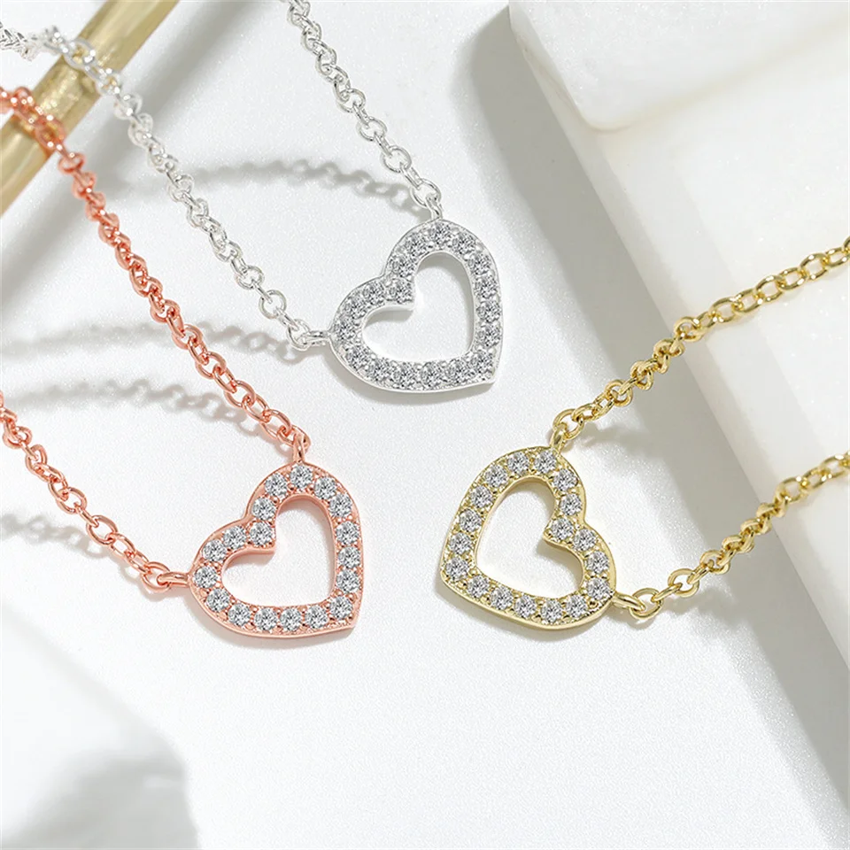 

Love Clavicle Diamond Pendant Simple Heart-shaped Necklace For Women Jewelry Gifts Free Shipping Items Stainless Steel Jewelry
