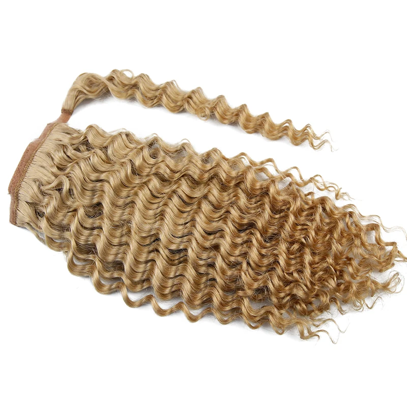 Tief gewellter Pferdeschwanz mit Kordelzug aus 100 % echtem brasilianischem Remy-Echthaar für Damen – Clip-in-Haarverlängerung – Detail 3