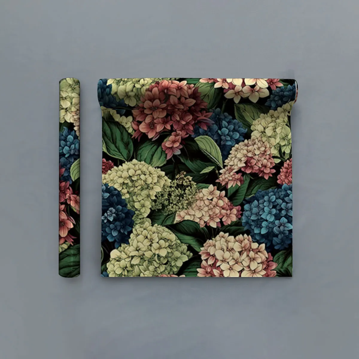 PVC recycled wallpaper with hydrangea pattern fabric for decoration, waterproof