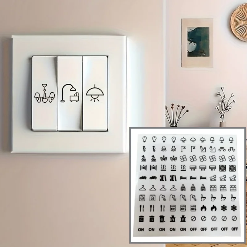 Transparent Switch Label Sticker Self-Adhesive Plastic Waterproof Light Switch Labels For Household Lighting Fans Switches