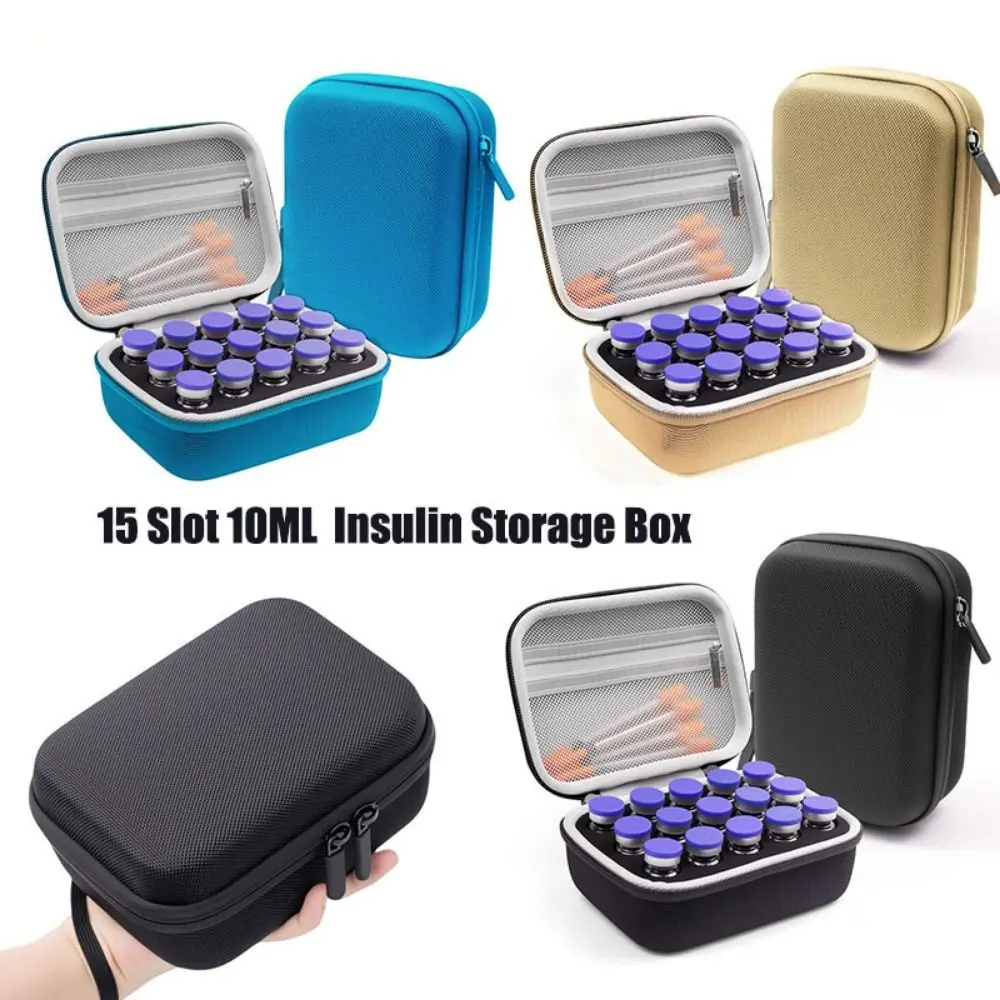 

15 Slot Insulin Storage Box 10ML Vials Large Capacity Insulin Vials Case Waterproof Wear-resistant Essentials Oil Case Diabetics