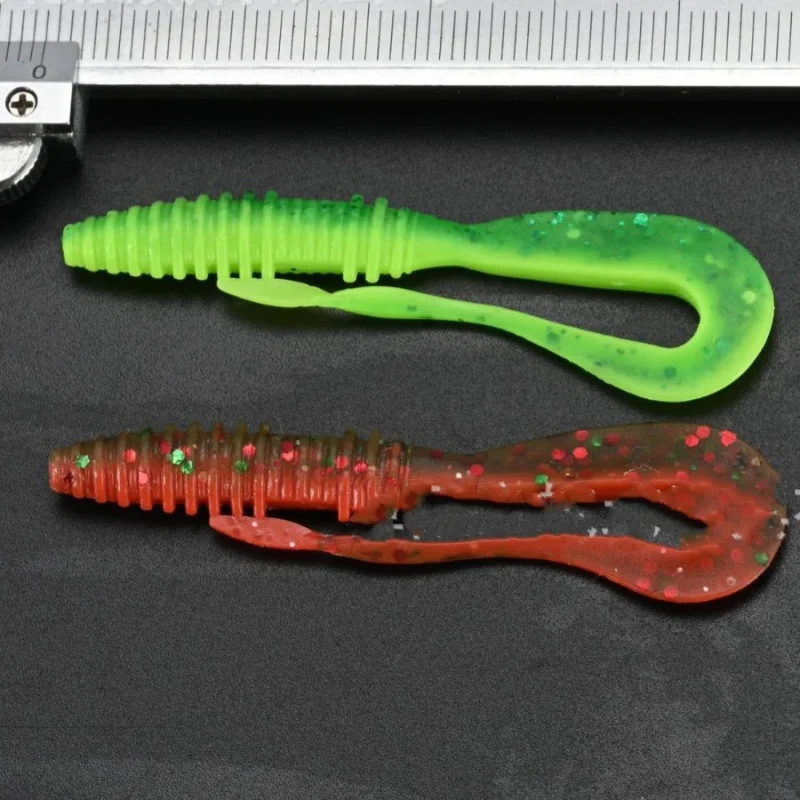 Angelköder, Schwalbenschwanz, weicher Köder, bunter Glitzer, 8 cm, 1,8 g, Schwimmer, TPR-Kunstköder, flexibel, verlängerte Schwänze, Lot 5 Stück, Ausverkauf – Detail 12