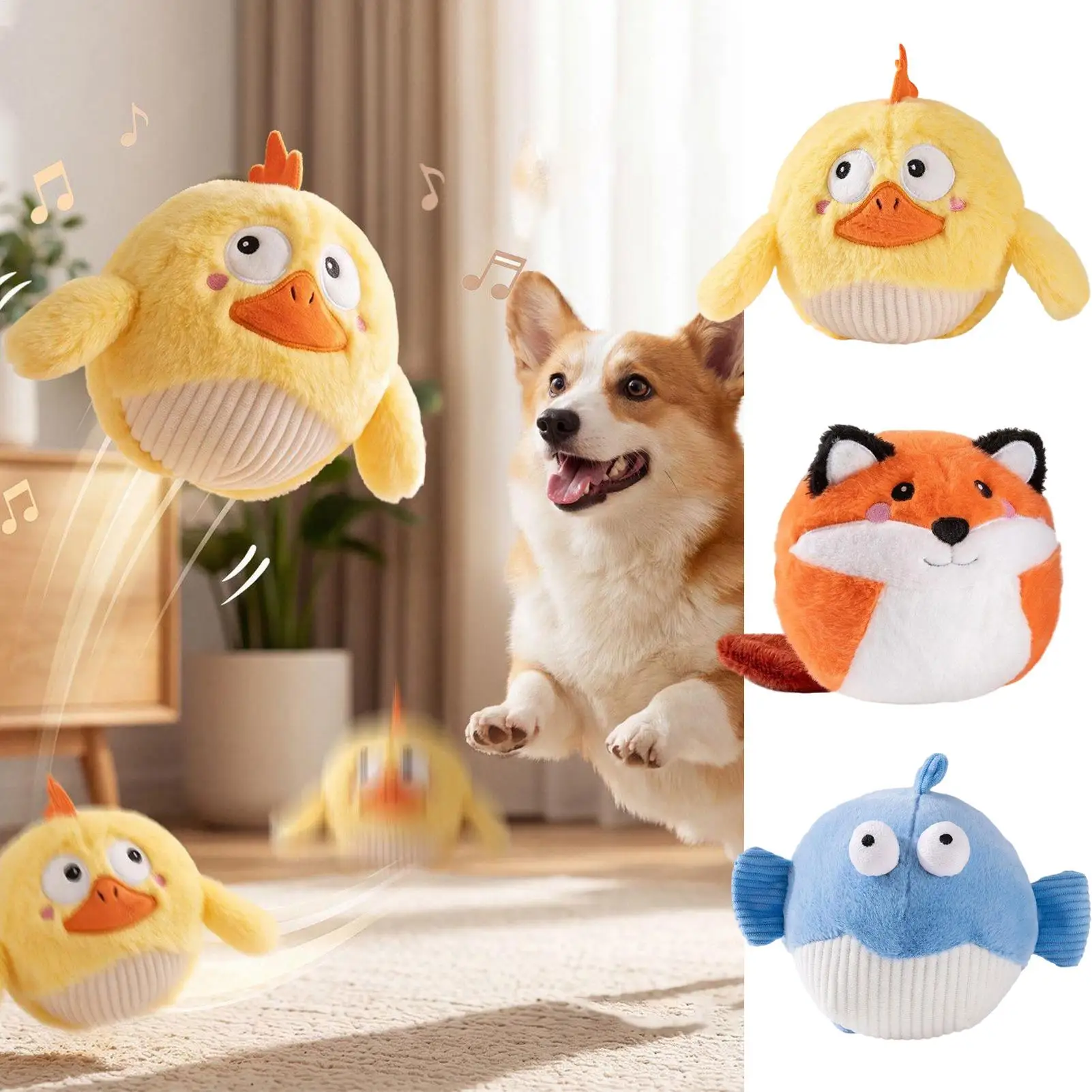 Bouncing Ball For Dogs Plush Puppy Toy With Music Puppy Bouncy Ball For Pet Parents Trainers Animal Lovers Apartment Home Office