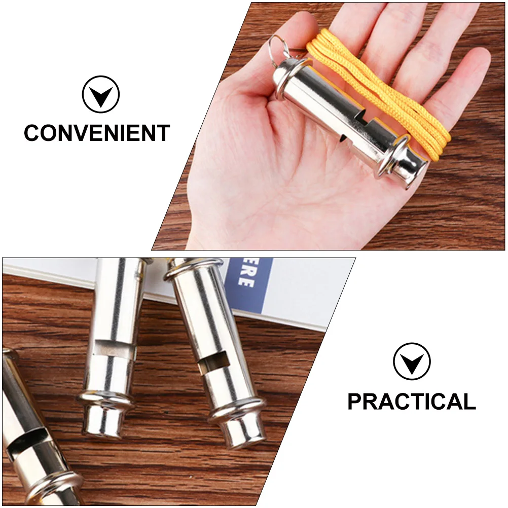 3Pcs Metal Whistle Outdoor Survival Emergency Whistle with Lanyard High Decibel Sound for Camping Hiking Sports Safety Accessory